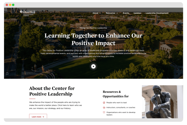 UofL Positve Leadership Web Screens