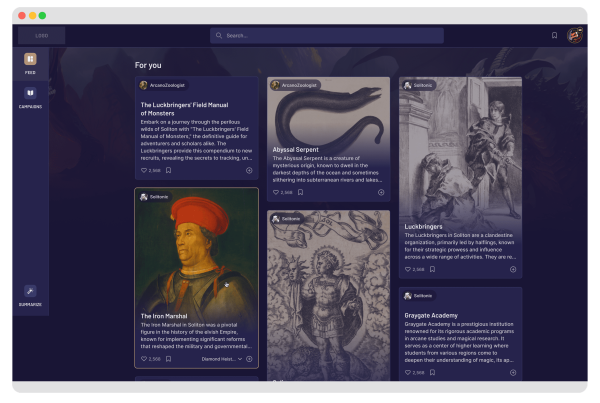 Infinite Stories Home Screen